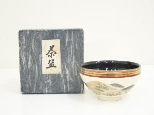 京焼　貴山造　色絵草花茶碗（箱付）